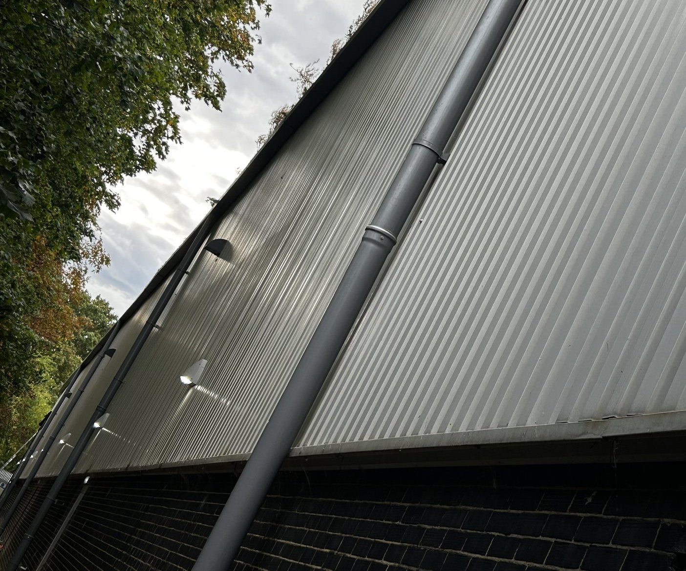 Completed run of emergency lights along the exterior route at Pikup Padel