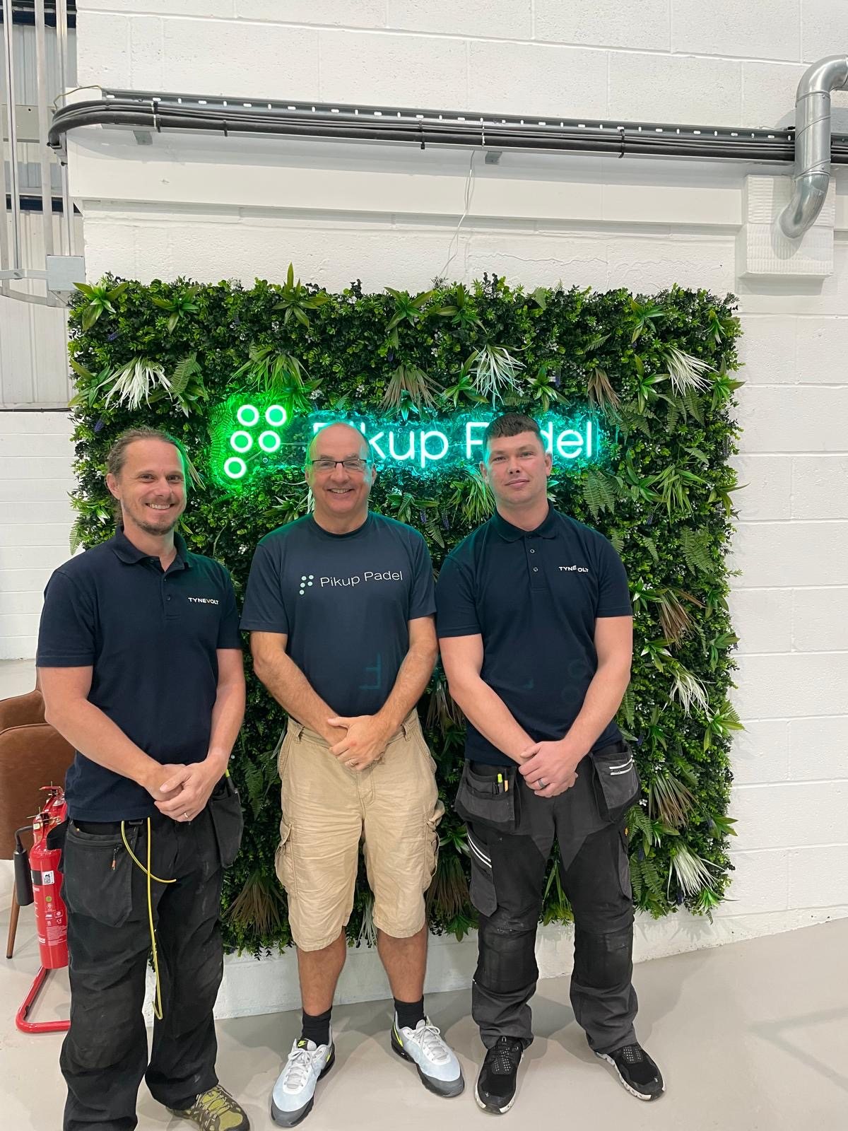 Andrew and Glenn with the Pikup Padel client at the venue